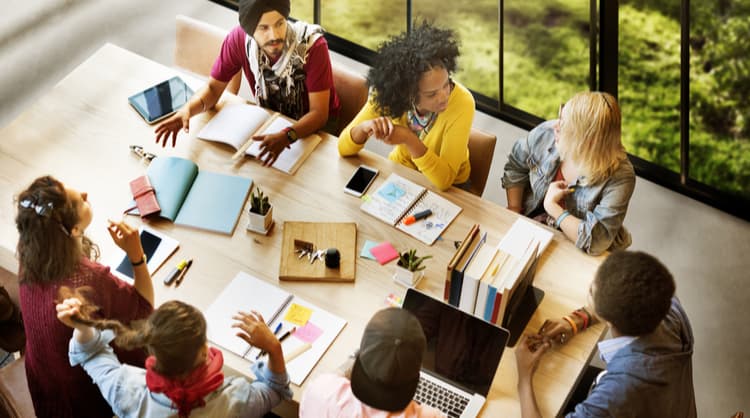 diverse team in a meeting