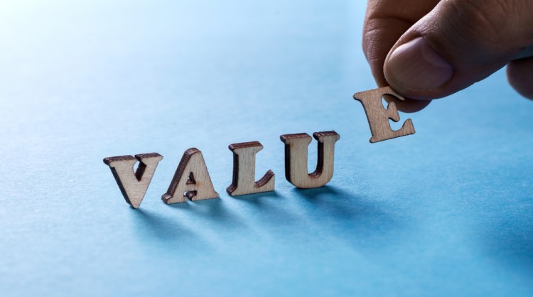 spelling out the word 'value'