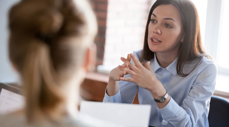 woman talking and negotiating