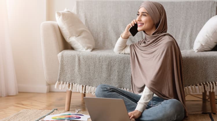 woman working from home