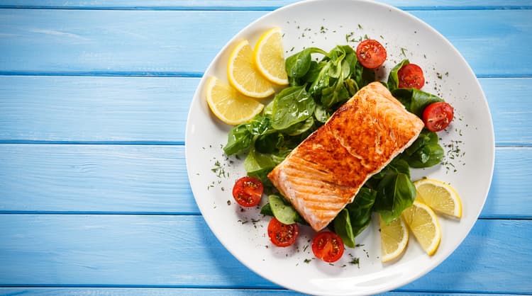 salmon with salad