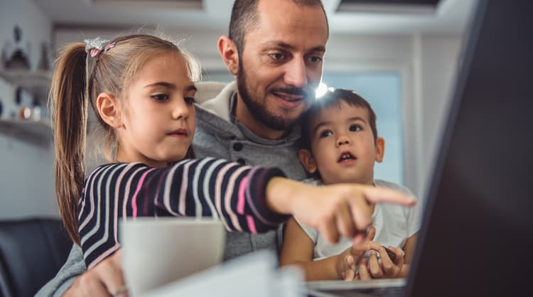 father spending time with children