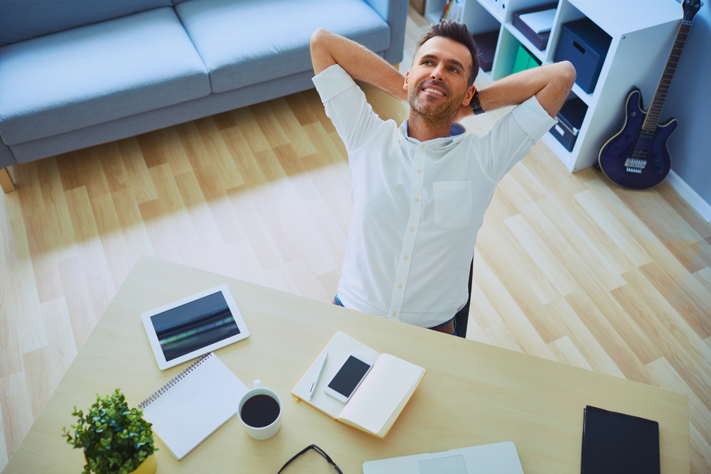 relaxed man in home office