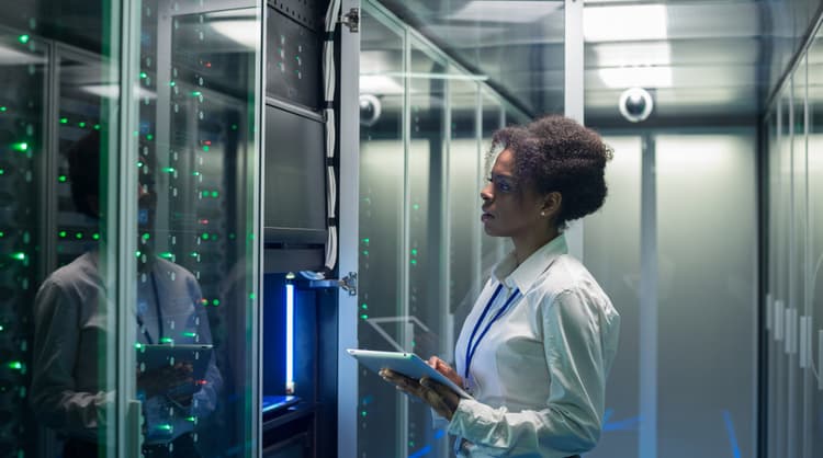 woman technician making observations