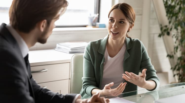 employees having a chat