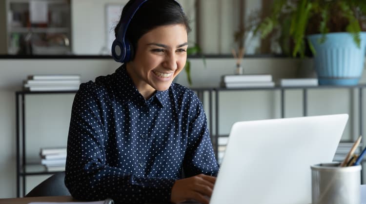 woman studying at home