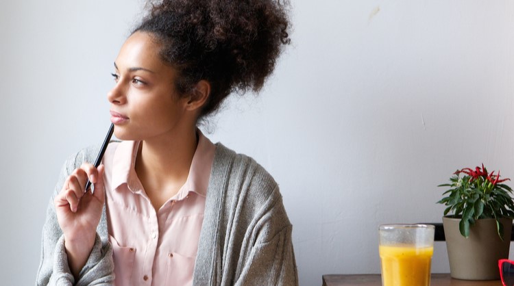 young woman thinking