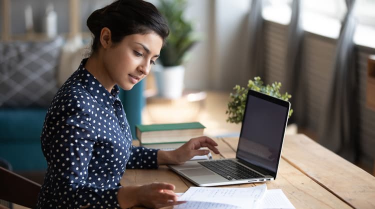 woman concentrating at work