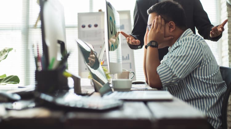 male employee looking stressed out