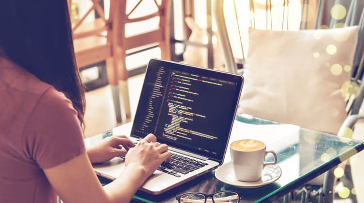 woman working on laptop