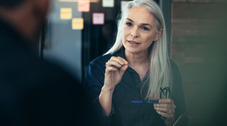 woman senior manager having a serious discussion