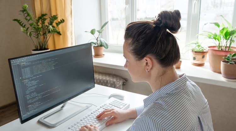 female programmer working from home