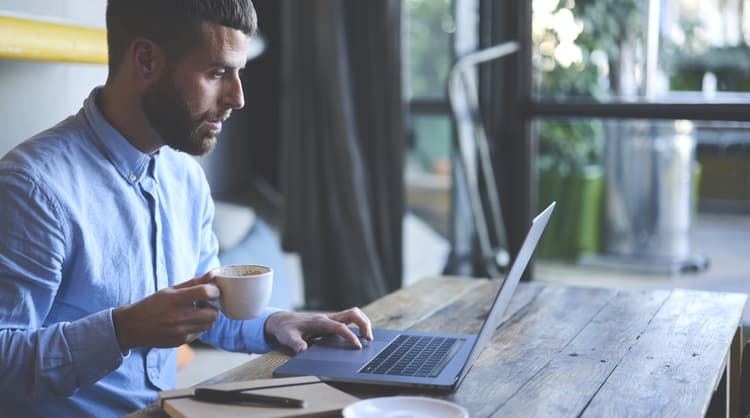 male freelancer working at home