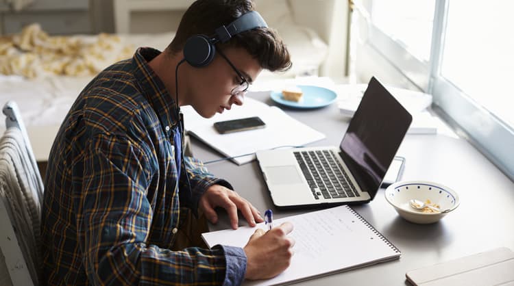 teenage boy studying