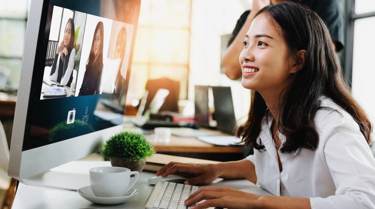 woman video conferencing