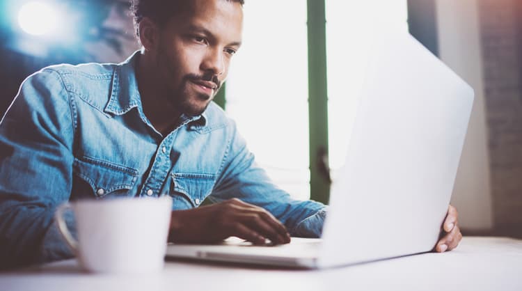 young african man working from home