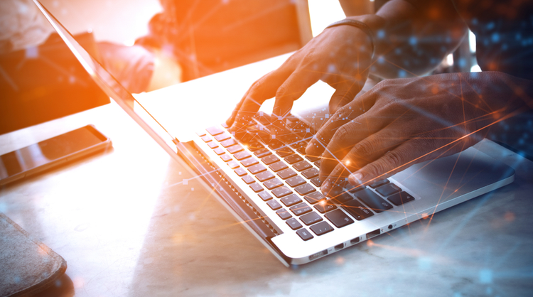 man working on laptop