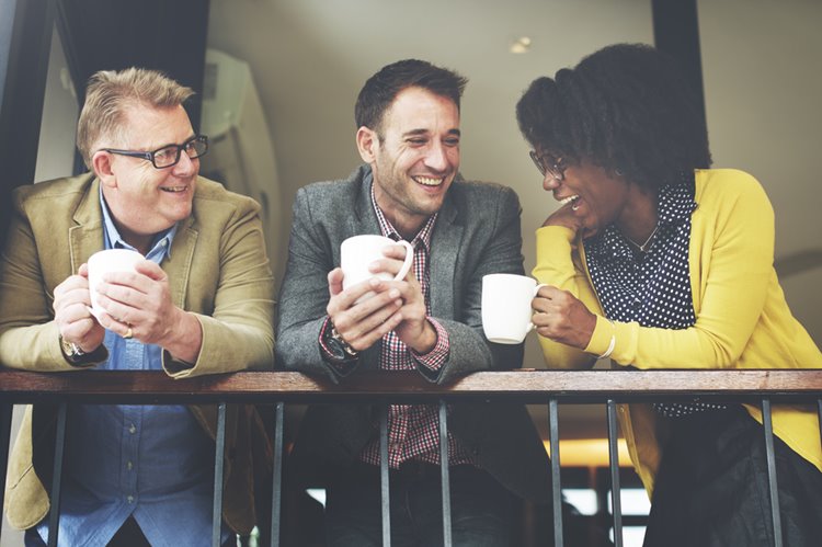 colleagues having coffee