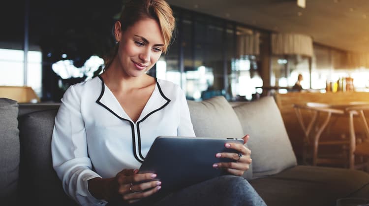 woman reading ebook