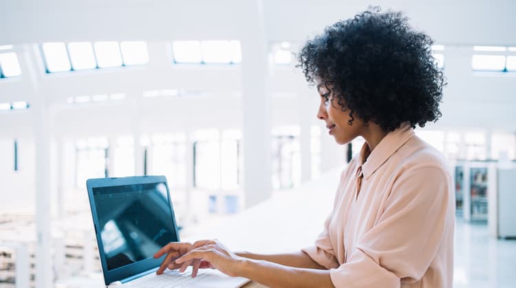 woman working on laptop