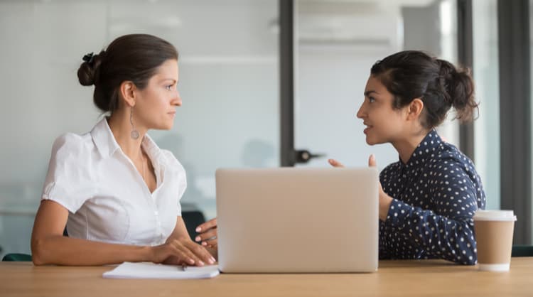 employee and boss having a meeting