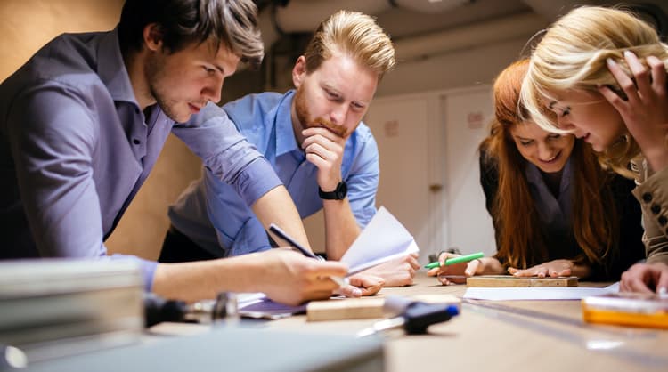 team of young people working on a project