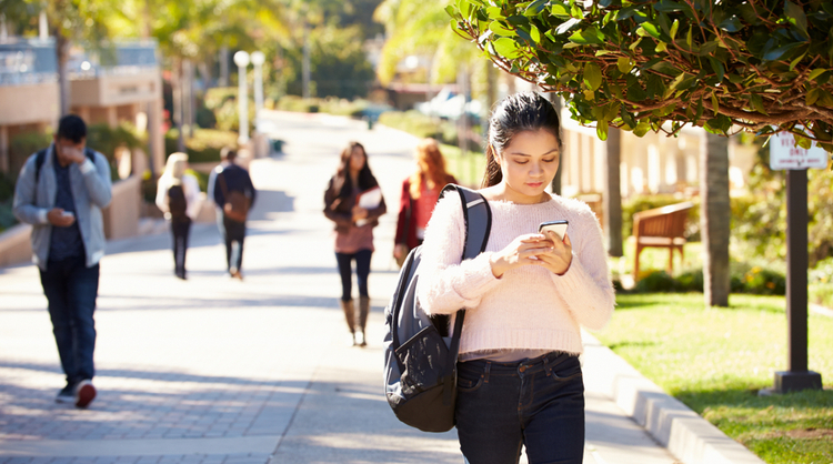 students leaving campus