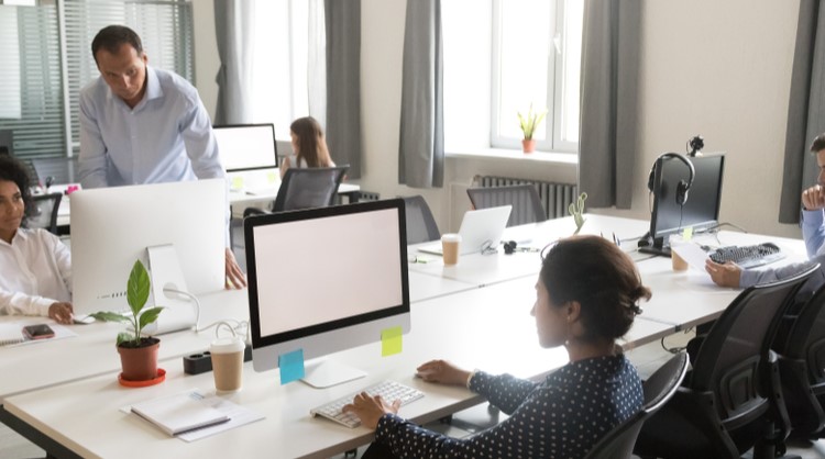 team working in a modern office