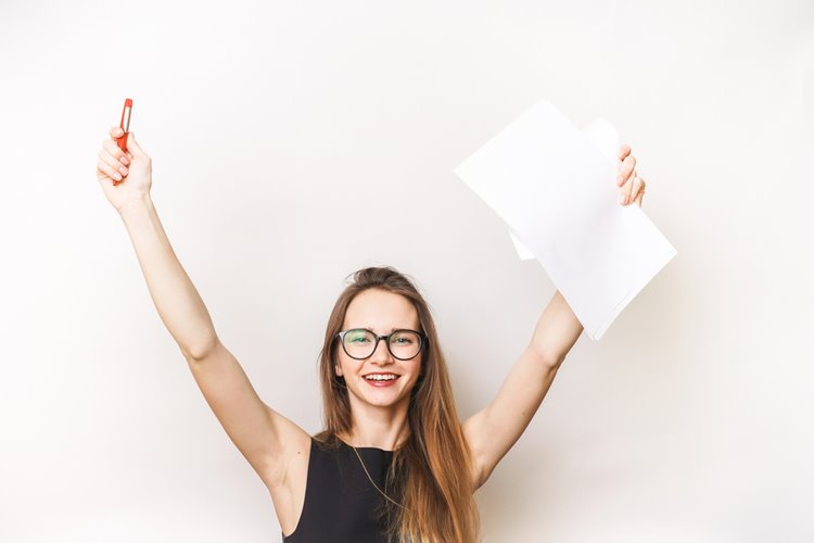 young woman cheering